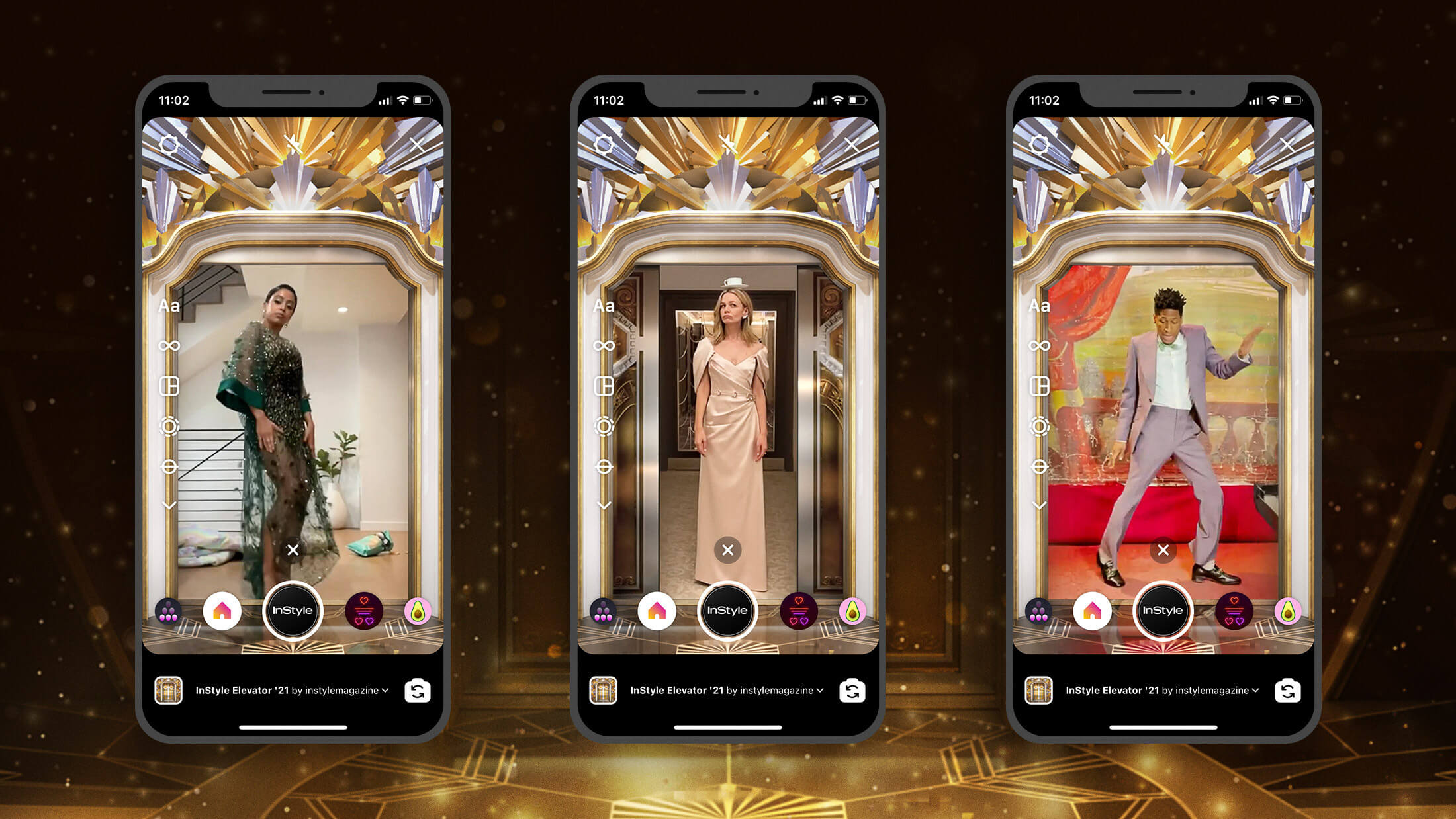 InStyle Golden Globes Elevator Social Lens